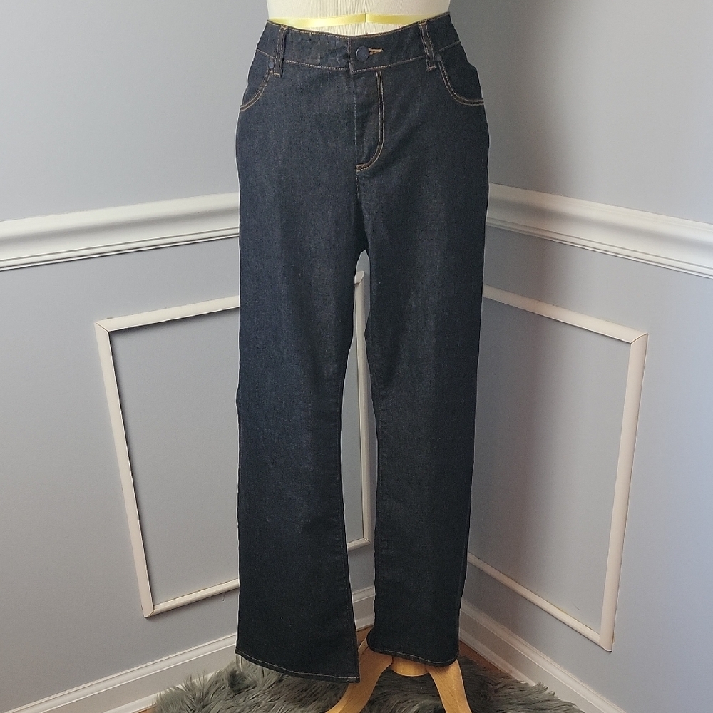 TALBOTS Signature Boot Cut Dark Wash Mid-Rise‎ Stretch Casual Dress Jeans 16WP